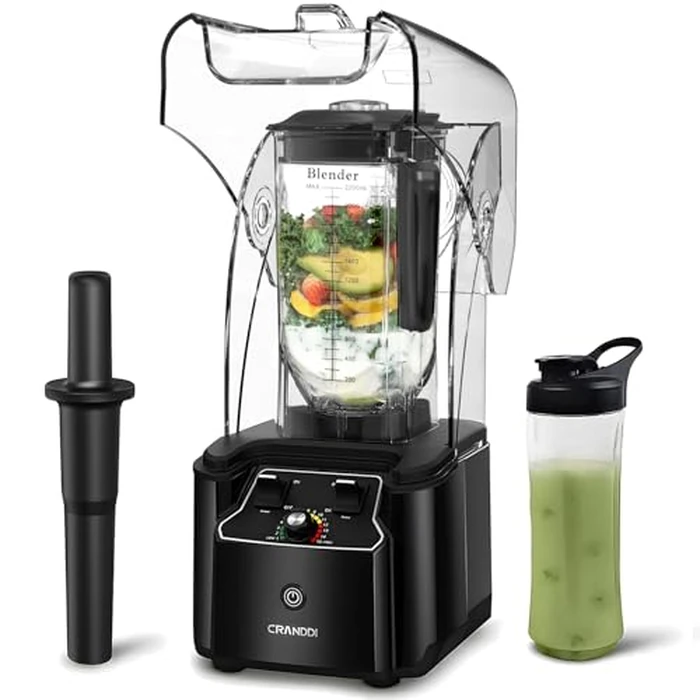 CRANDDI Commercial Quiet Blender, Soundproof Blenders, 2200 Watt Powerful Professional Kitchen Blender with 80oz Pitcher, Smoothie Blender for Commercial and Home K90 (Black) by CRANDDI - Used - Like New condition - CA$161.22