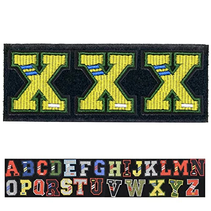 English Letter A-Z Package Tactical Morale Patch, Hook and Loop Alphabet Patch, Embroidered Army Badge Set, Backpack, hat, Vest, Shoe Accessories (3Pcs X) by Guokuai - Used - Very Good condition