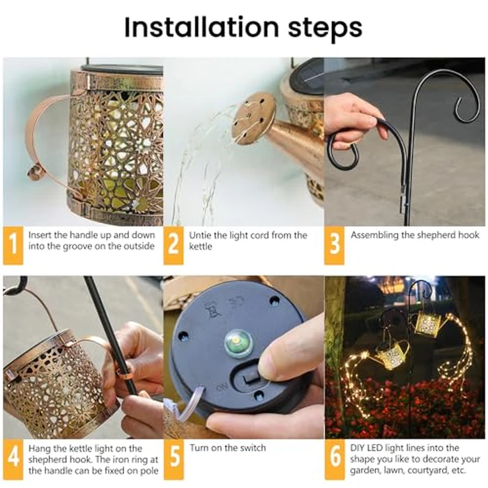 Solar Lights Outdoor Decorative, 2 Pack Metal Watering Can Lights Waterproof, Small Hanging Garden Decor Yard Outside Patio Lawn, Gifts for Mom Grandma Women Birthday(Warm White) by Misawce - Image 4