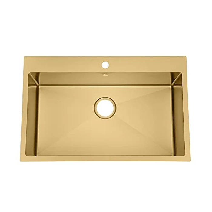 Yutong Top-Mount/Drop in Stainless Steel Kitchen Sink (30" x 20" x 9", Gold) by N//B - Used - Acceptable condition