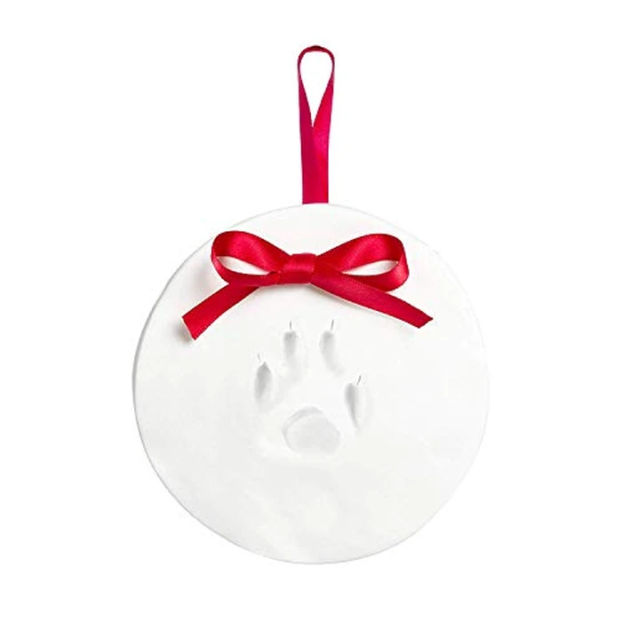 Kate & Milo Round Holiday DIY Pet Pawprints Ornament, Clay Impression Kit, Pet Owner Gifts, White by Kate & Milo - Used - Good condition