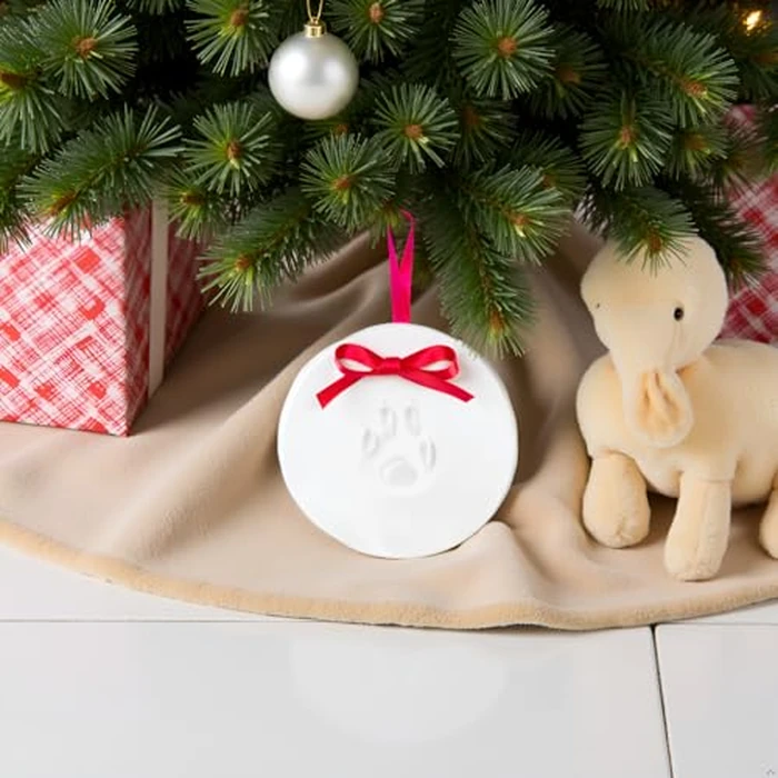 Kate & Milo Round Holiday DIY Pet Pawprints Ornament, Clay Impression Kit, Pet Owner Gifts, White by Kate & Milo - Image 6