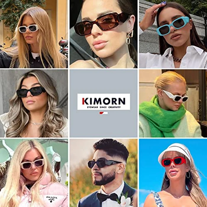 kimorn Rectangle Sunglasses for Women Men Trendy Retro Trendy Sun Glasses 90’s Vintage Square Frame K1307 (Black) by kimorn - Image 2