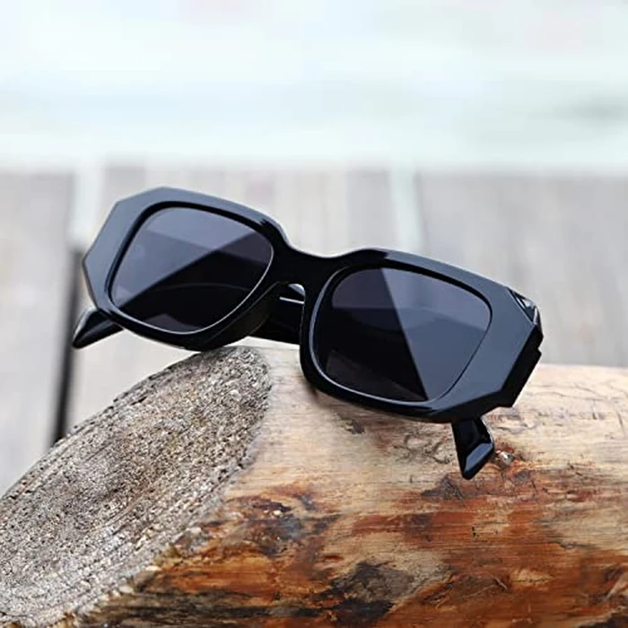 kimorn Rectangle Sunglasses for Women Men Trendy Retro Trendy Sun Glasses 90’s Vintage Square Frame K1307 (Black) by kimorn - Image 7