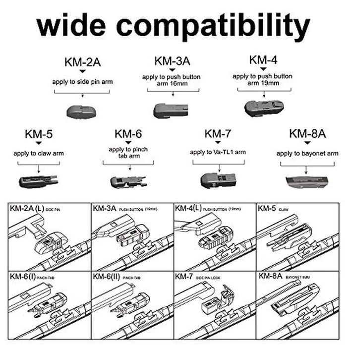 ASLAM Windshield Wipers All-Season Blade Type-M 26"+20", Multifunctional Adapters and Refills Replaceable, Double Service Life(set of 2) by ASLAM - Image 7