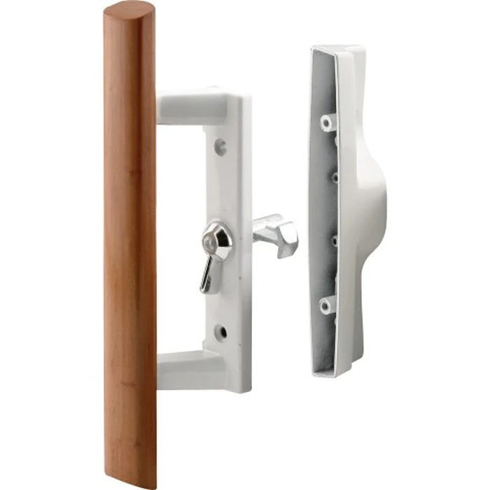 Prime-Line Products C 1194 Sliding Door Handle Set, Wood Handle, White Diecast by Prime-Line - Image 1