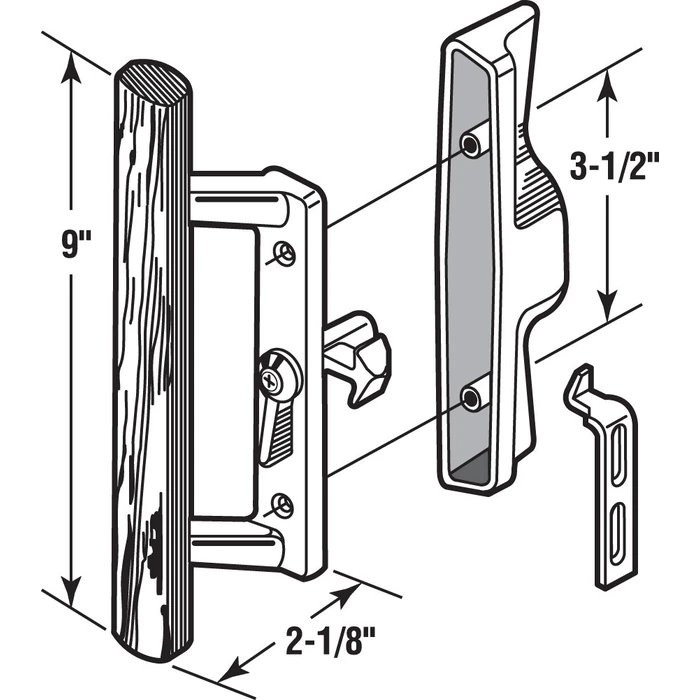 Prime-Line Products C 1194 Sliding Door Handle Set, Wood Handle, White Diecast by Prime-Line - Image 2