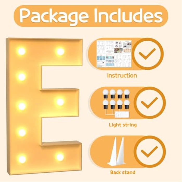 Marquee Letters 3 Feet Tall Large Light Up Letters E Happy Birthday Decorations Wedding Engagement Party Decor Yellow Light Birthday Decorations Balloon Arch Kit Foam Sign E by imprsv - Image 5