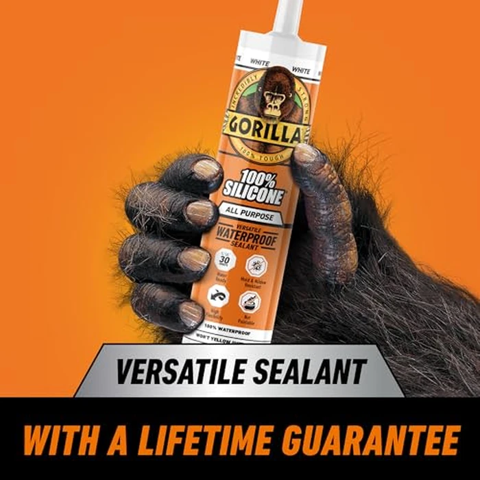 Gorilla White 100 Percent Silicone Sealant Caulk, All Purpose, Waterproof, 10oz/295ml Cartridge, White, (Pack of 1) by GORILLA - Image 2