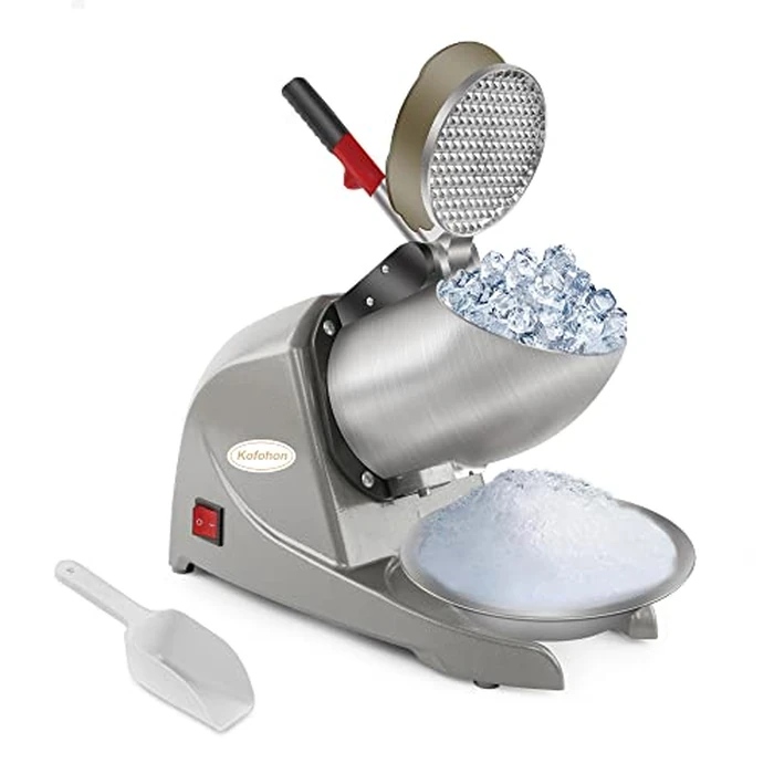 KOFOHON Ice Crusher Machine,Electric Ice Shaver Halo Halo for Home&Commercial,Shaved Ice Machine with Dual Steel Blades&Double Covers, 80kgs/hrs,300W/1440rpm,Silver Upgraded. by KOFOHON - Image 1
