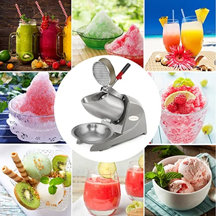 KOFOHON Ice Crusher Machine,Electric Ice Shaver Halo Halo for Home&Commercial,Shaved Ice Machine with Dual Steel Blades&Double Covers, 80kgs/hrs,300W/1440rpm,Silver Upgraded. by KOFOHON - Image 3