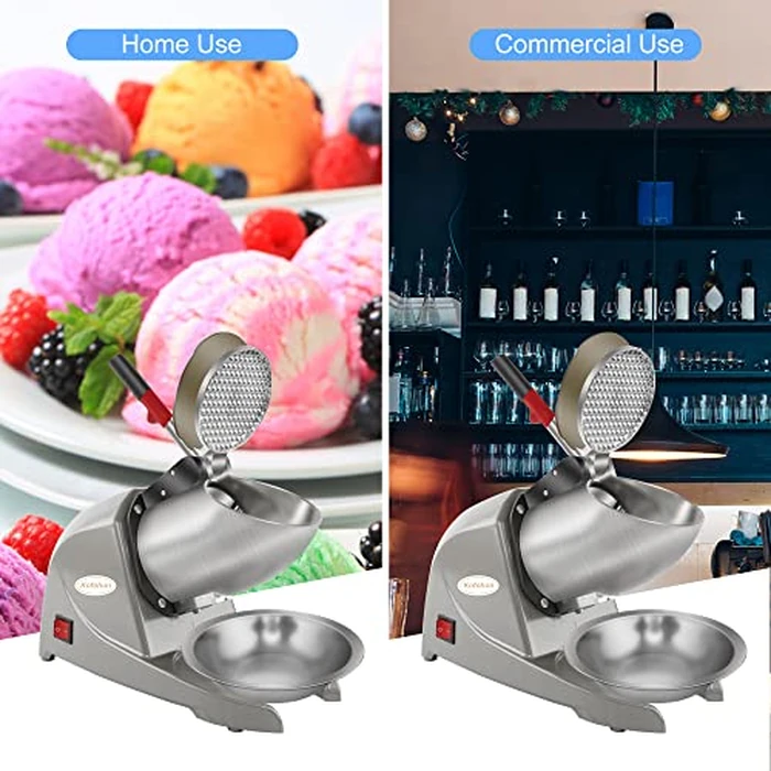 KOFOHON Ice Crusher Machine,Electric Ice Shaver Halo Halo for Home&Commercial,Shaved Ice Machine with Dual Steel Blades&Double Covers, 80kgs/hrs,300W/1440rpm,Silver Upgraded. by KOFOHON - Image 4