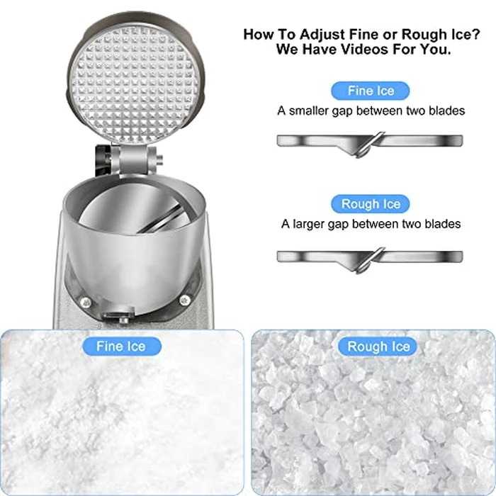 KOFOHON Ice Crusher Machine,Electric Ice Shaver Halo Halo for Home&Commercial,Shaved Ice Machine with Dual Steel Blades&Double Covers, 80kgs/hrs,300W/1440rpm,Silver Upgraded. by KOFOHON - Image 5
