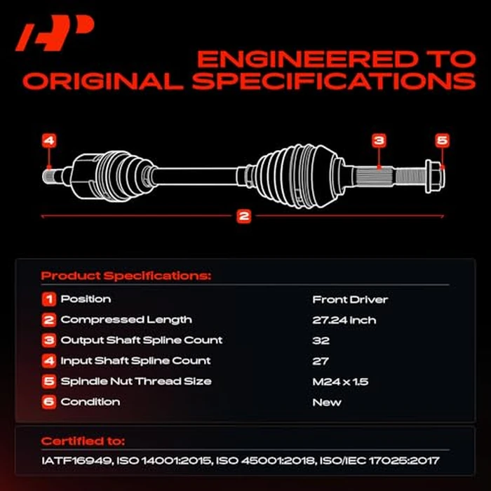 A-Premium CV Axle Shaft Assembly Compatible with Nissan Altima 2013-2018 L4 2.5L Sedan Front Driver Side by A-premium - Image 3