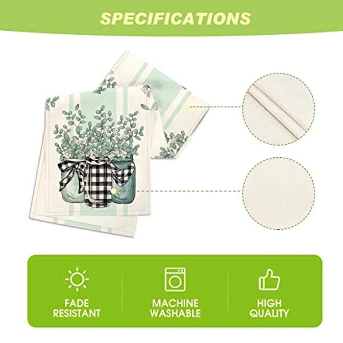 Artoid Mode Buffalo Plaid Eucalyptus Vases Summer Table Runner, Spring Kitchen Dining Table Decoration for Home Party Decor 13x72 Inch by Artoid Mode - Image 5