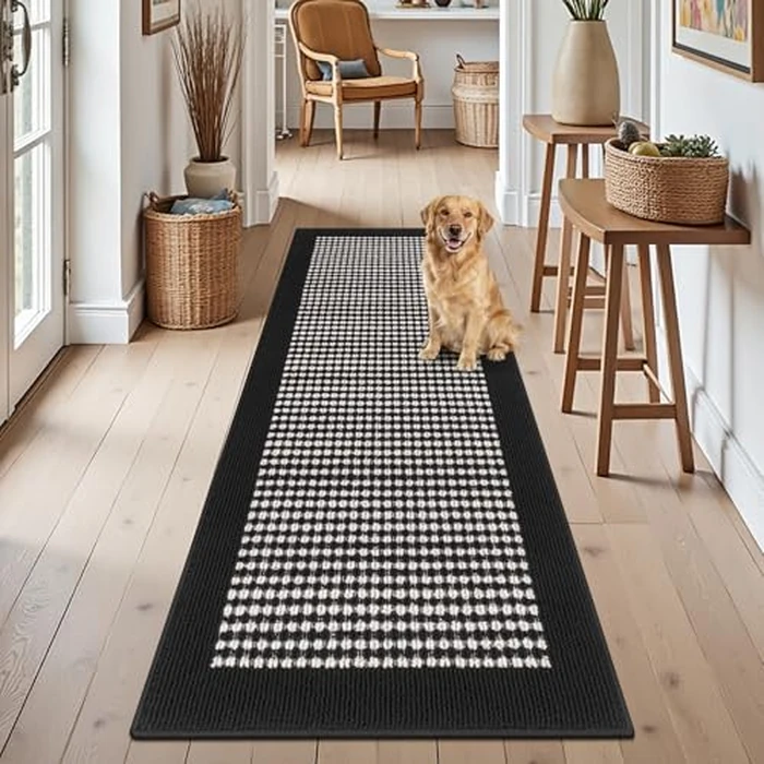 Ileading Laundry Room Runner Rug 2'x6' Non Slip Farmhouse Kitchen Floor Mats with Rubber Backing Machine Washable Indoor Helloween Decor Carpet for Doormat Hallway Entryway Petmat Garaga（Black&White） by Ileading - Used - Very Good condition - CA$33.29