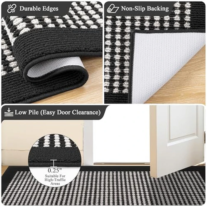 Ileading Laundry Room Runner Rug 2'x6' Non Slip Farmhouse Kitchen Floor Mats with Rubber Backing Machine Washable Indoor Helloween Decor Carpet for Doormat Hallway Entryway Petmat Garaga（Black&White） by Ileading - Image 4
