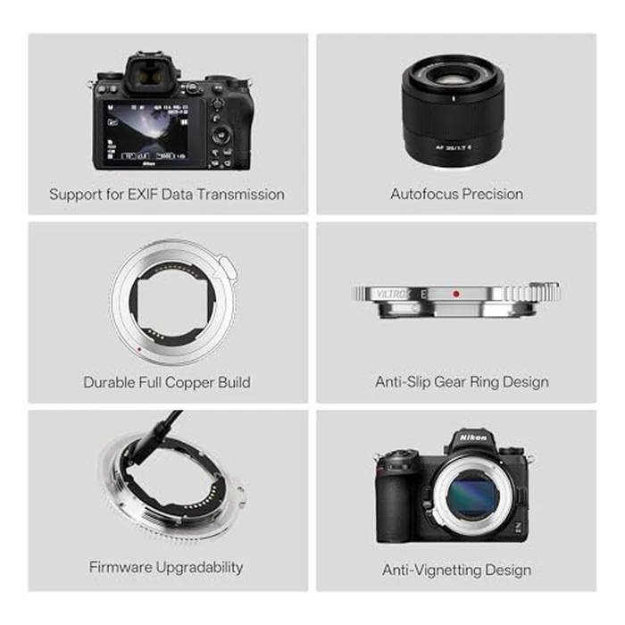 VILTROX E-Z Autofocus Lens Mount Adapter for Sony E Mount Lens to Z Cameras Z5 Z6 Z6II Z7 Z7II Z50 Zfc Z9 Zf Z3 - 4mm Ultra-Thin, EXIF, Auto Aperture, Full Copper, USB-C Upgrade by VILTROX - Image 4