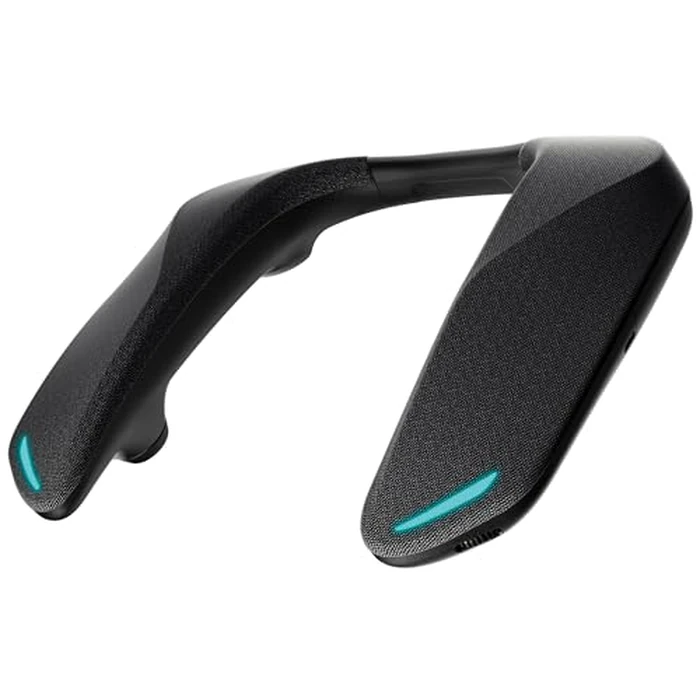 Panasonic SoundSlayer Wireless Wearable Speaker System for Gaming, Movies and Music, Lightweight Neck Speaker with Built-in Microphone and Immersive, Dimensional Sound - SC-GNW10 (Black) by Panasonic - Used - Like New condition - US$140.68