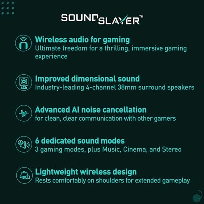 Panasonic SoundSlayer Wireless Wearable Speaker System for Gaming, Movies and Music, Lightweight Neck Speaker with Built-in Microphone and Immersive, Dimensional Sound - SC-GNW10 (Black) by Panasonic - Image 2