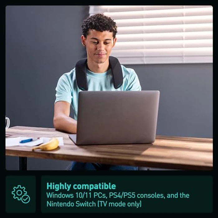 Panasonic SoundSlayer Wireless Wearable Speaker System for Gaming, Movies and Music, Lightweight Neck Speaker with Built-in Microphone and Immersive, Dimensional Sound - SC-GNW10 (Black) by Panasonic - Image 6