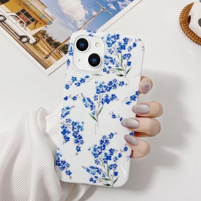 J.west Floral iPhone 13 Case 6.1", Soft TPU Flower Pattern Design, Shockproof Bumper for Women & Girls Blue by J.west - Image 2