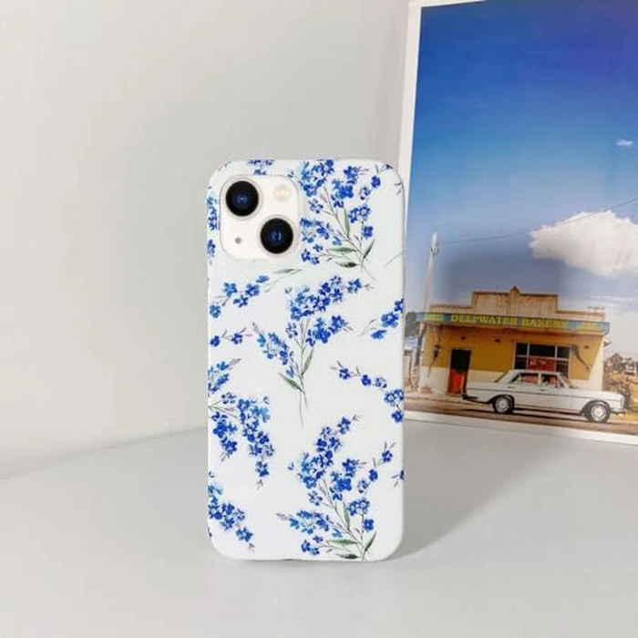 J.west Floral iPhone 13 Case 6.1", Soft TPU Flower Pattern Design, Shockproof Bumper for Women & Girls Blue by J.west - Image 6