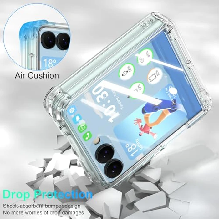 Designed for Samsung Galaxy Z Flip 7 Case Magnetic with Hinge Protection & Built-in Tempered Glass Screen Protector for Flip 7 Shockproof Protective Phone Case Cover (Crystal) by SQMCase - Image 4