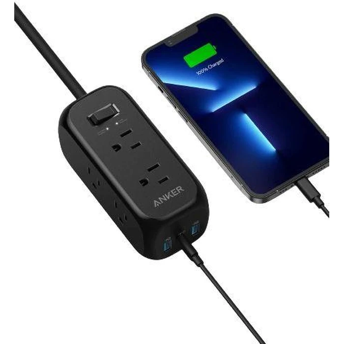 Anker 332 USB-C Power Strip 6 Outlets 5ft | A9169 - Black by Anker - Image 3