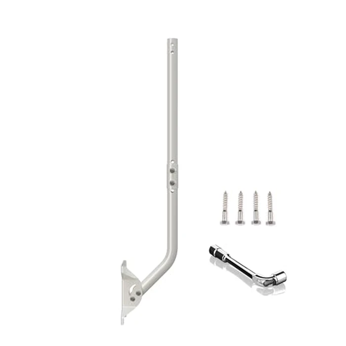 Universal Adjustable Mounting Pole, Steel J-Mount for Attic Outdoor Roof Wall Installation, Weatherproof Mast Pole, Mounting Bracket and Hardware Included (Diameter 1 1/4", Length 33 1/4", White) by cekay - Used - Very Good condition - US$29.83