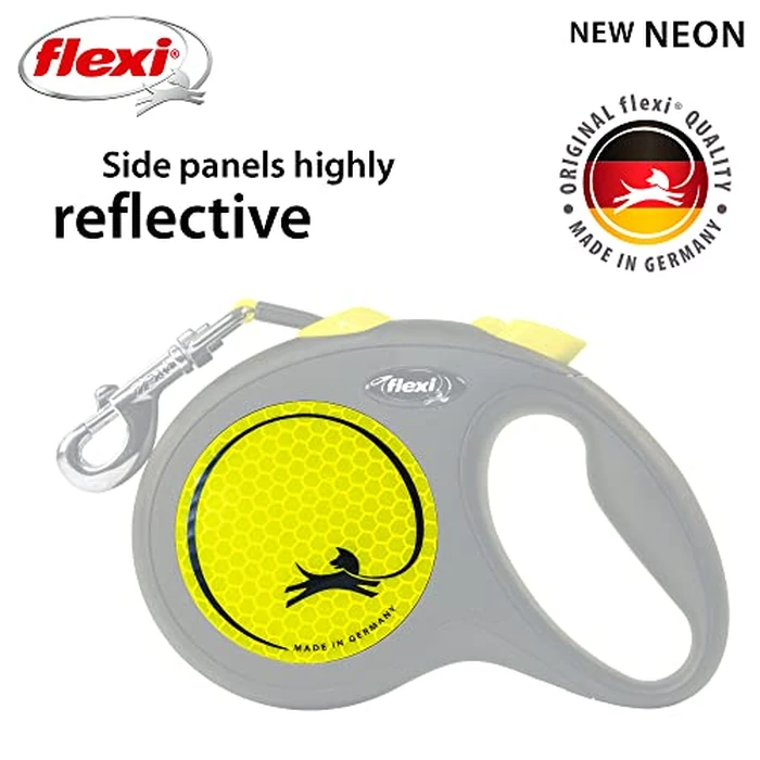Flexi New Neon Tape Retractable Dog Leashes for Large Dogs Upto 110 lbs. - 16 ft., Neon Yellow/Black | Tangle Free Pet Walking Leash with One-Handed Brake, Pause, Lock|German Quality Product by FLEXI - Image 3