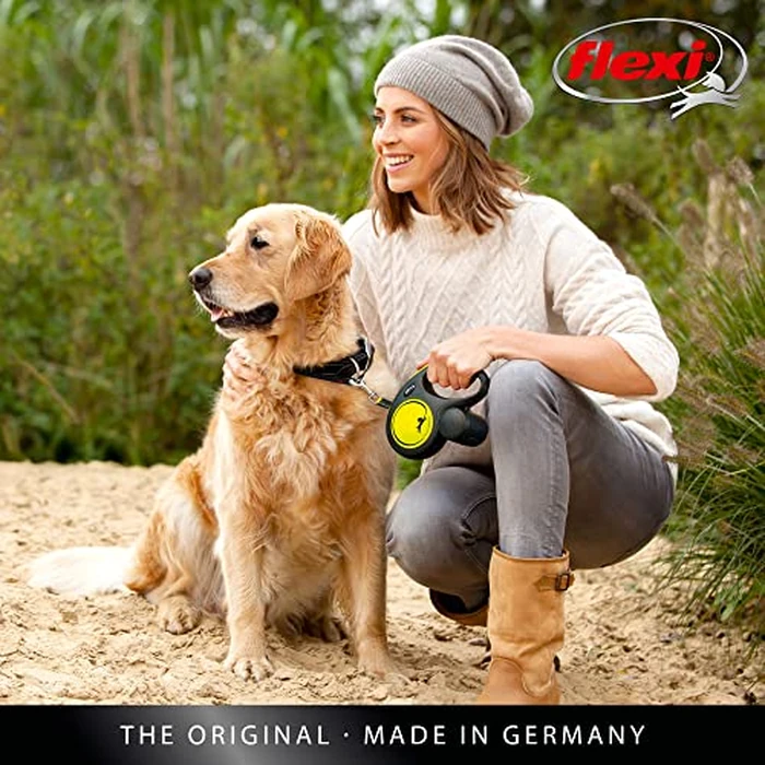 Flexi New Neon Tape Retractable Dog Leashes for Large Dogs Upto 110 lbs. - 16 ft., Neon Yellow/Black | Tangle Free Pet Walking Leash with One-Handed Brake, Pause, Lock|German Quality Product by FLEXI - Image 6