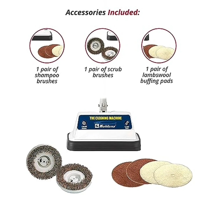 Koblenz Shampooer and Polisher, Floor Shampooer and Polisher, Hard Floor Cleaner, Heavy-duty Carpet Cleaning Machine with Scrubbing Brushes and Polishing Pads, 3 Speeds, Blue/Gray (P-620BA) by Koblenz - Image 6