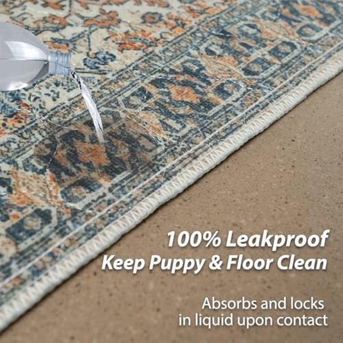 nunubaby Washable Pee Pads for Dogs, Stylish, Non-Slip and Leak-Proof Pee Pads. Reusable Potty Pads for Dogs for Crates and Floors.(Beige/Multi, 36" x72" ) by nunubaby - Image 3