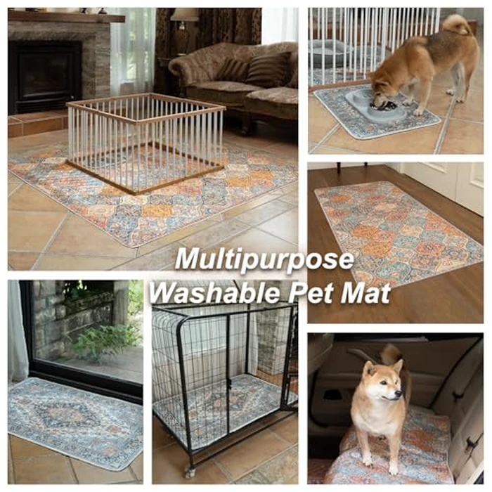 nunubaby Washable Pee Pads for Dogs, Stylish, Non-Slip and Leak-Proof Pee Pads. Reusable Potty Pads for Dogs for Crates and Floors.(Beige/Multi, 36" x72" ) by nunubaby - Image 6