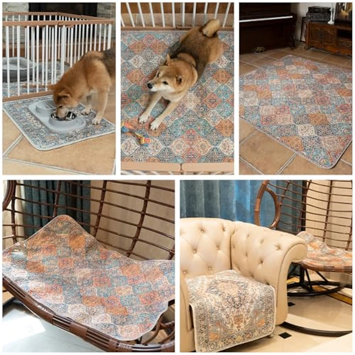 nunubaby Washable Pee Pads for Dogs, Stylish, Non-Slip and Leak-Proof Pee Pads. Reusable Potty Pads for Dogs for Crates and Floors.(Beige/Multi, 36" x72" ) by nunubaby - Image 7