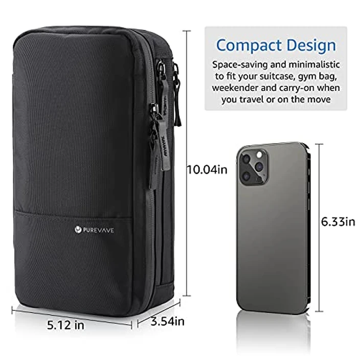 Purevave Compact Mens Toiletry Travel Bag Hanging, Mens Dopp Kit for Travel Waterproof, Wash Pouch Black by P PUREVAVE - Image 4