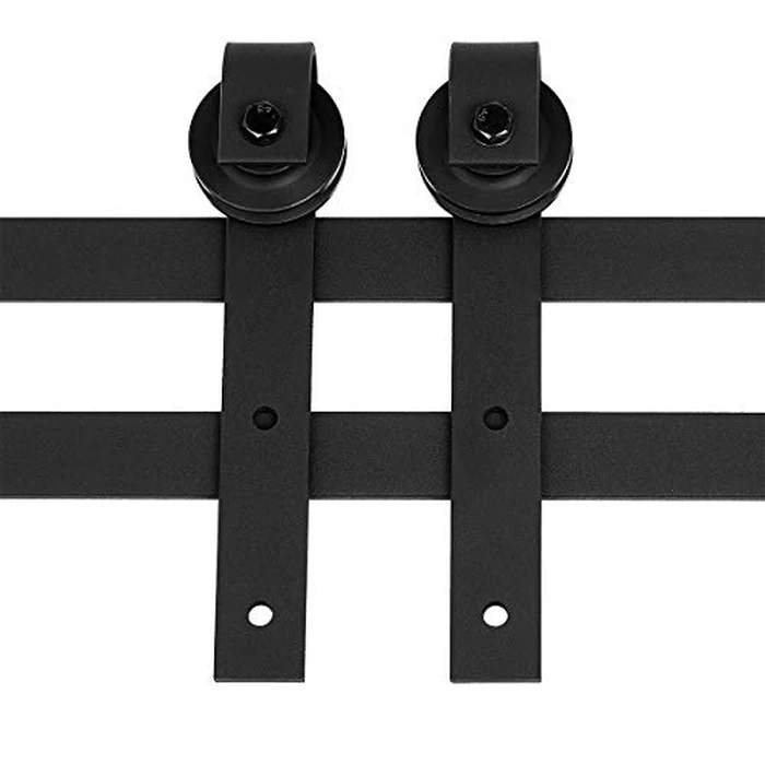 Amazon Basics J Shape Sliding Barn Door Hardware Kit, 6.6 Foot, Black by Amazon Basics - Image 3