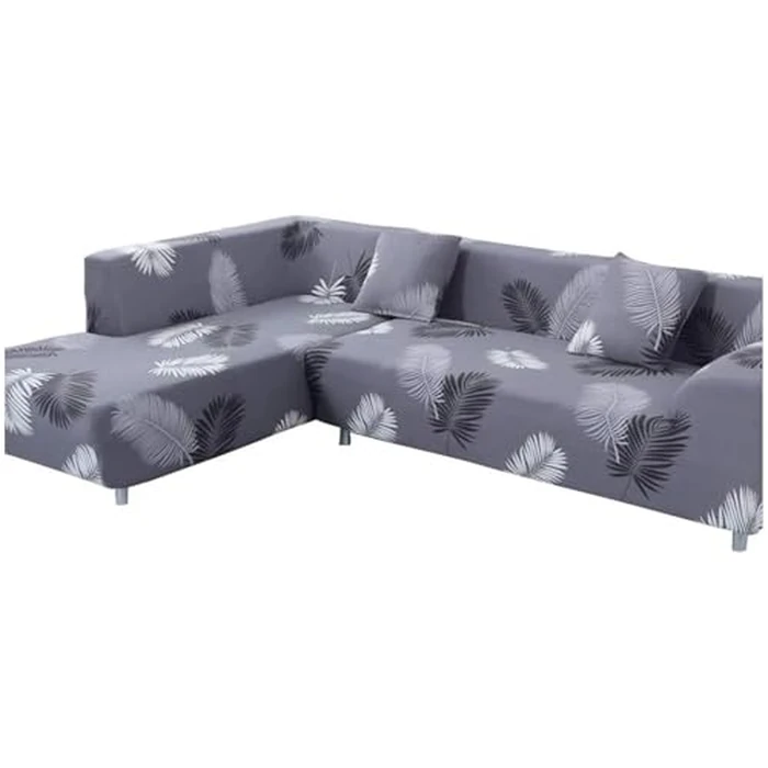 Sectional Couch Cover L Shape Sofa Cover 2 Pcs 3 Seater Stretch Printed Furniture Protector for Pets Kids by Elehealthy - Image 1