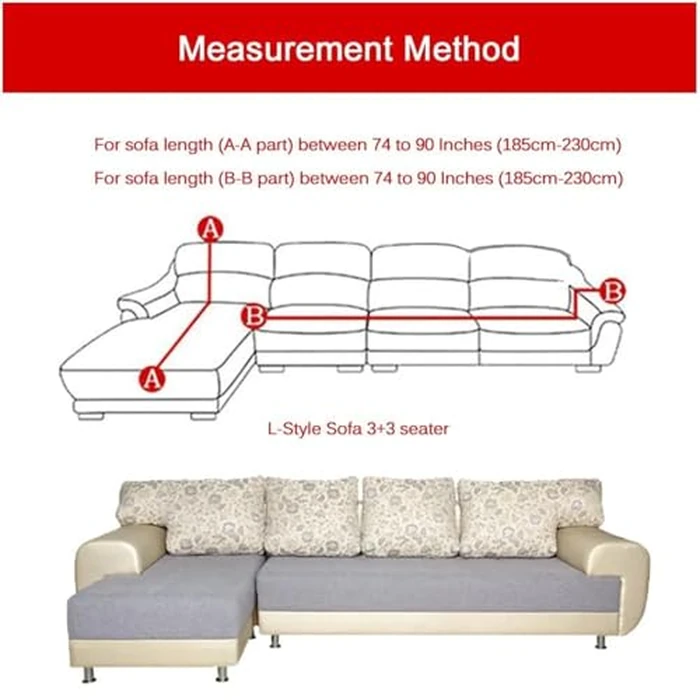 Sectional Couch Cover L Shape Sofa Cover 2 Pcs 3 Seater Stretch Printed Furniture Protector for Pets Kids by Elehealthy - Image 3