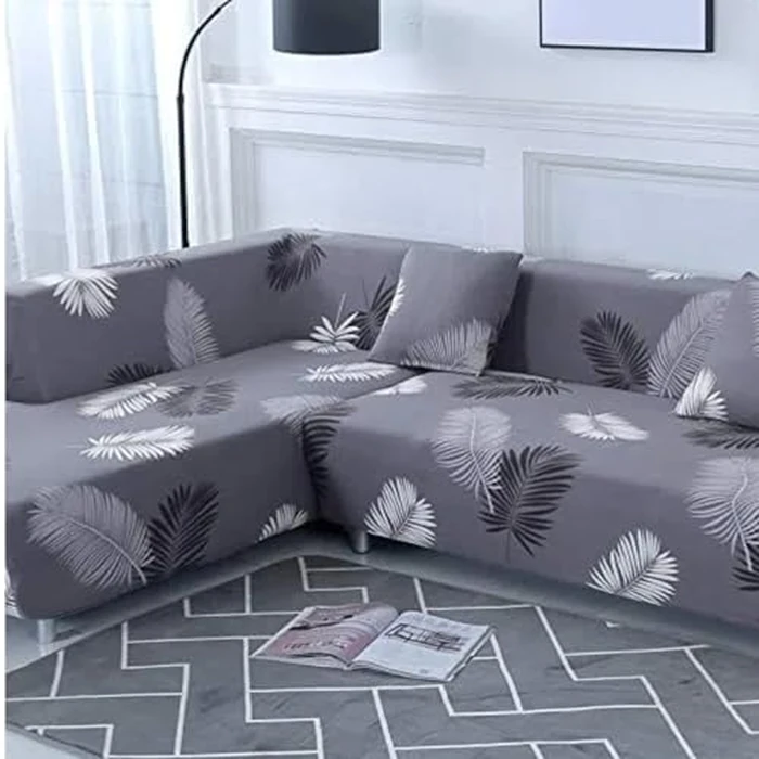 Sectional Couch Cover L Shape Sofa Cover 2 Pcs 3 Seater Stretch Printed Furniture Protector for Pets Kids by Elehealthy - Image 5