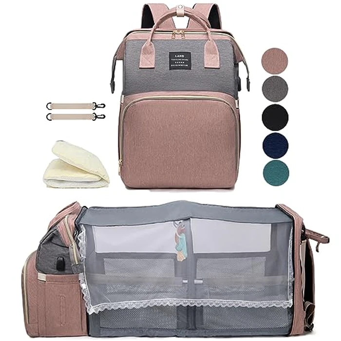 houscly Diaper Bag Backpack with Changing Station: Pink Baby Bags for Girls Boys New Mom Gifts Pañaleras Para Bebe Baby Girl Newborn Essentials Must Haves Baby Shower Gifts Baby Registry by houscly - Used - Very Good condition - US$30.93