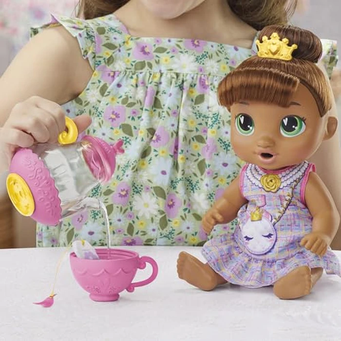 Baby Alive Bubbly Tea Party Sophia Sparkle Doll with Teapot Accessories, Brown Hair, 11 Inches, Toys for 3 Year Old Girls and Boys & Up by Baby Alive - Image 4