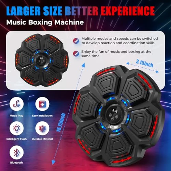 Music Boxing Machine for Adults Kids,Smart Boxing Pad Training Machine,Wall Target Punching Workout for Kids,Reflex Training Suitable for Home,Office,Gym,Fun Fitness Equipment by LOLBOX - Image 3