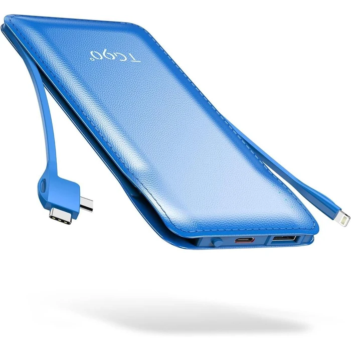 TG90 degrees 10000mah Portable Charger Power Bank with Built-in Cables - Blue by TG90 degrees - Refurbished - Premium condition - US$20.48