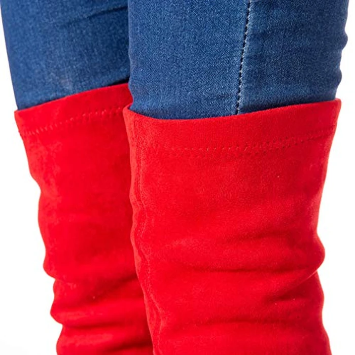 N.N.G Women Over the Knee Boots Red Size 9.5 Winter Suede Block Thigh High Long Stretch Fashion Comfort Above knee Designer Ladies Pointed Toe by N.N.G - Image 7