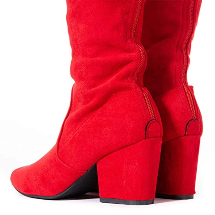 N.N.G Women Over the Knee Boots Red Size 9.5 Winter Suede Block Thigh High Long Stretch Fashion Comfort Above knee Designer Ladies Pointed Toe by N.N.G - Image 8