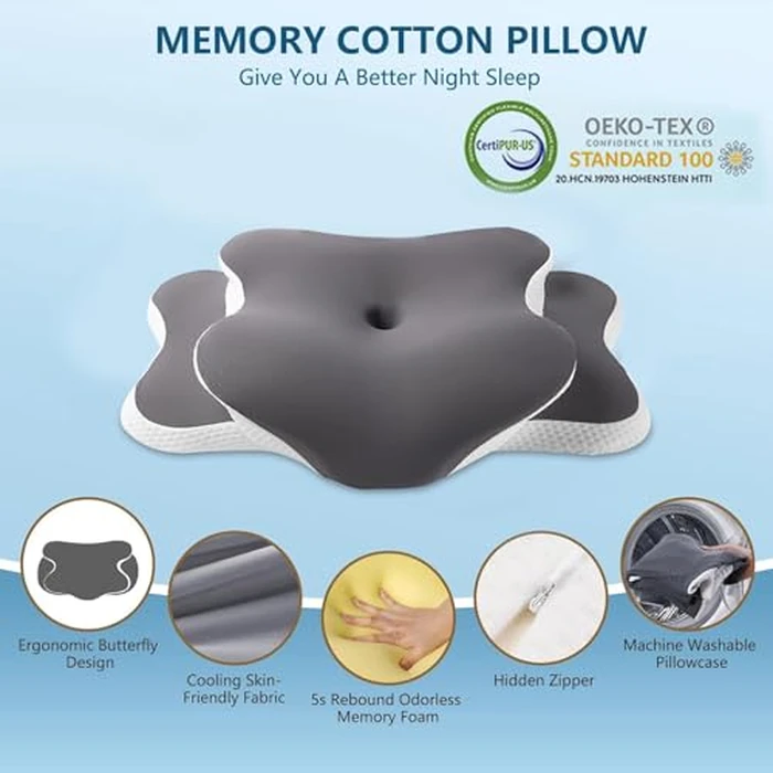 Ergo Pillow for Sleep Apnea, Neck Pain, and Snoring Relief | Cervical Neck Pillow for Side Sleepers | Orthopedic Memory Foam with Ergonomic Support by Generic - Image 5