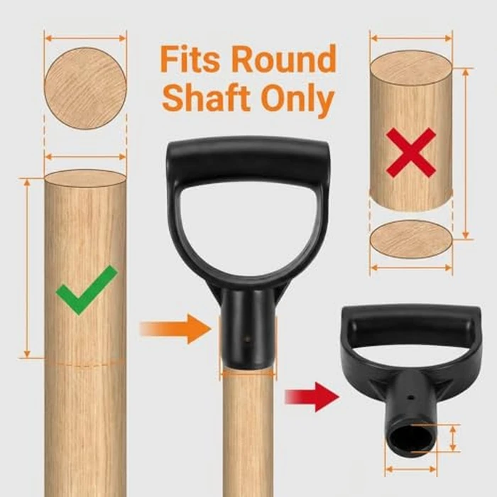 QWORK Shovel Grip Handle, 1-1/8" Inside Diameter PVC D-Shaped Grip Shovel Handle Replacement for Digging Raking Tools by QWORK - Image 4