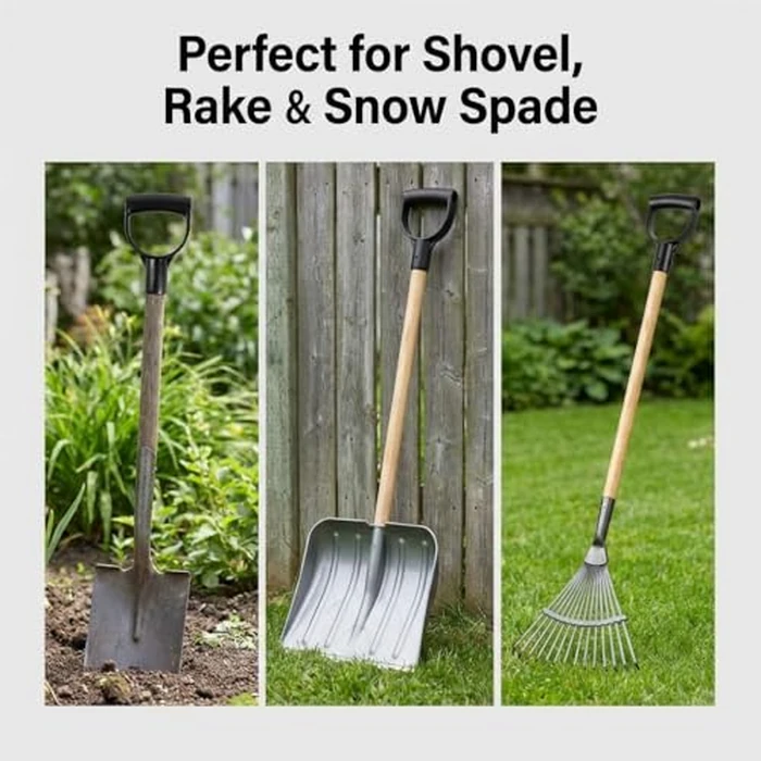 QWORK Shovel Grip Handle, 1-1/8" Inside Diameter PVC D-Shaped Grip Shovel Handle Replacement for Digging Raking Tools by QWORK - Image 6